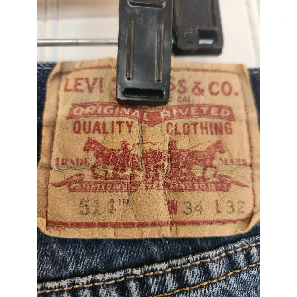 Levis 514 Slim Straight Jeans Mens 34x32‎ Medium Wash Blue Denim Rugged Casual